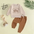 thumbnail image 2 of TOWED22 Toddler Baby Boy Fall Clothes Contrast Color Sweatshirt Pants Sets Infant Winter Outfits Size:3-4 Y,Color:Beige, 2 of 6