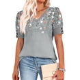 thumbnail image 5 of WIHOLL Womens Tops Vneck Puff Sleeve Buttons Summer Ladies Shirts Plus Size Blouses Dressy Casual Spring Outfits, 5 of 11