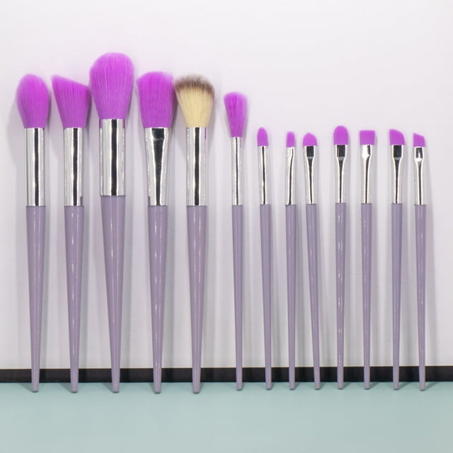 Granjero Gordo 12 pinceles para sombras de ojos, pinceles de maquillaje de ojos profesionales con cerdas suaves, pinceles de maquillaje con bolsas de almacenamiento, morado