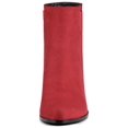 thumbnail image 6 of BLISSFUL STEP Women's Round Toe Block High Heel Ankle Chelsea Boots Red 7.5, 6 of 6