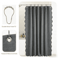 thumbnail image 3 of Zrodlmo Gray Scalloped Shower Curtain with Hooks, Waterproof Thick Linen Textured Fabric Bathroom Curtain, 72"x 72", 3 of 7