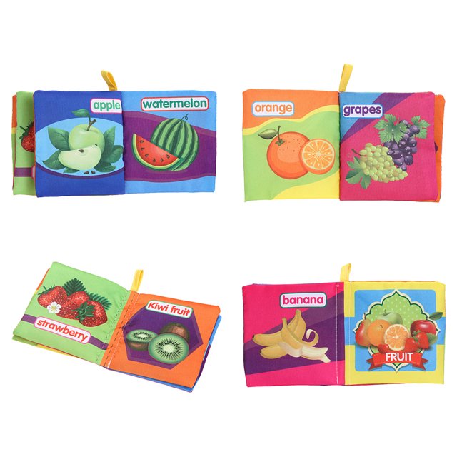 Juego Mental Libro de tela suave para bebés y niños, libro de dibujos animados educativos para edades tempranas, juguetes (fruta)