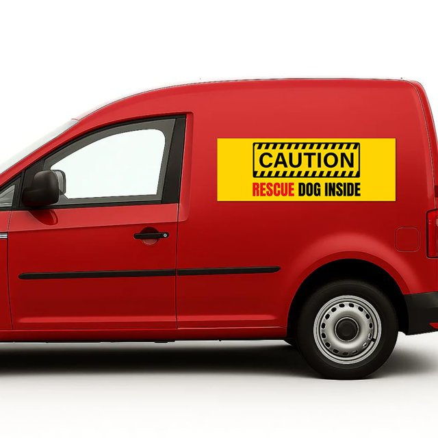 Caution Rescue Dog Inside Car Magnet Sign by DC | Flexible Car Magnetic Sheets with Adhesive Backing | 12"x36" Bumper Magnet Sticker for Vehicles, Trucks & Business Advertising Signs , 2 PC USA Made