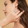thumbnail image 3 of Gems Jewels Women's 925 Sterling Silver 2.55 Ctw Emerald Cut White Diamond Wedding Engagement Anniversary Halo Ring 14K White Gold Plated -5.5, 3 of 5