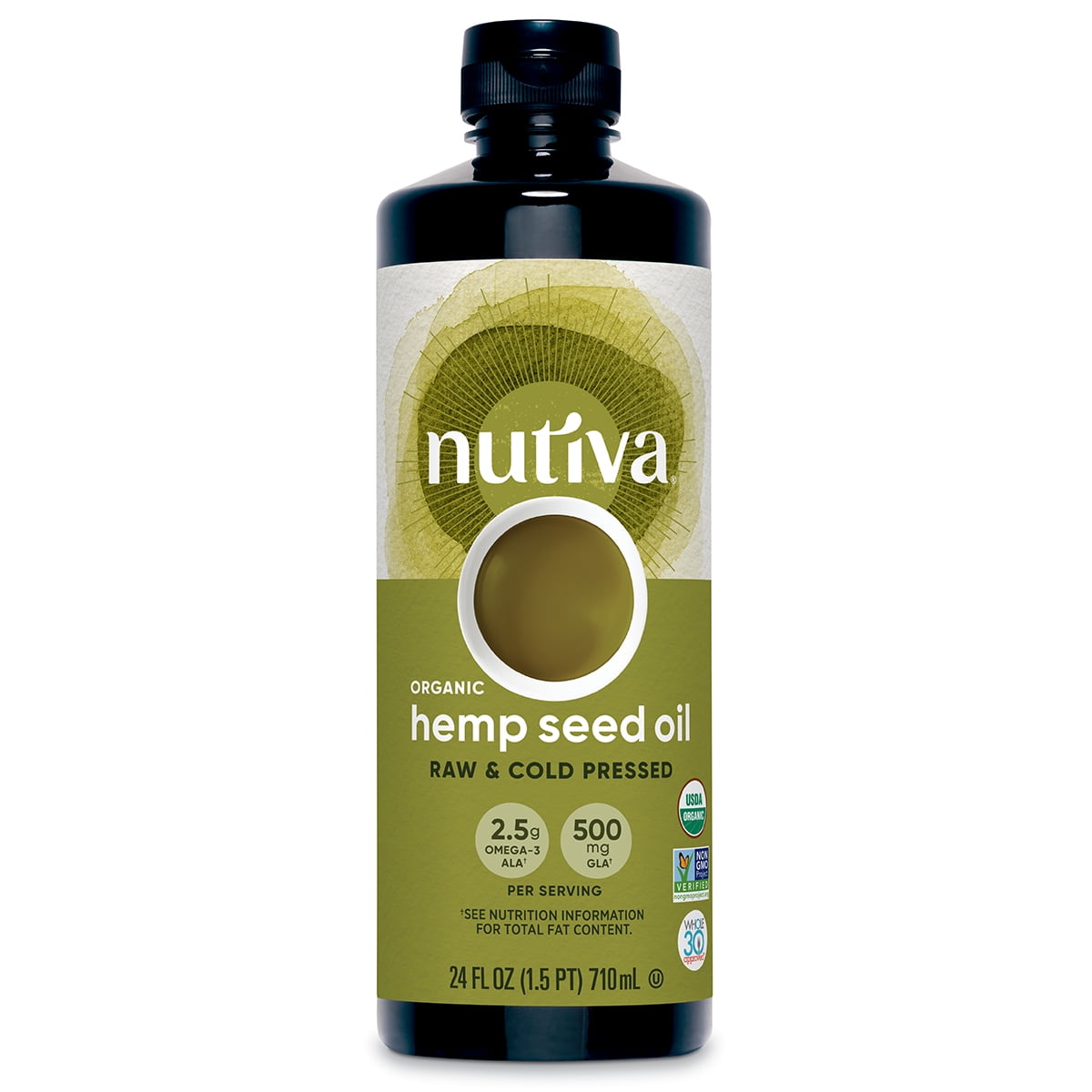 Nutiva Organic, Cold-Pressed, Unrefined Hemp Oil 24-ozs, Non-GMO & Sustainably Farmed