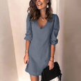 thumbnail image 5 of Vedolay Womens Dresses Women's Summer Swing Mini Dress Tie Front V Neck Short Sleeve Ruffle Layer A-Line Short Dress,Gray M, 5 of 5