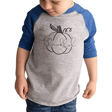 

7 ate 9 Apparel Kids Thankful Pumpkin Silhouette Raglan Blue