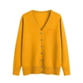 thumbnail image 2 of NTACZA Yellow Womens Sweaters V Neck Button Up Valentines Sweater Cardigan Oversize Knit Shirt Knitted Jumpers for Women XL, 2 of 5