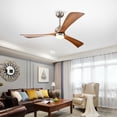 thumbnail image 3 of 52" Solid Wood Blades Ceiling Fan with Lights Remote Control,Quiet DC Motor 3 Blade Ceiling Fans 6 Speed Levels,Reversible Ceiling Fan, for Patio Living Room, Bedroom, Office,Indoor.(Stain nickel ), 3 of 14