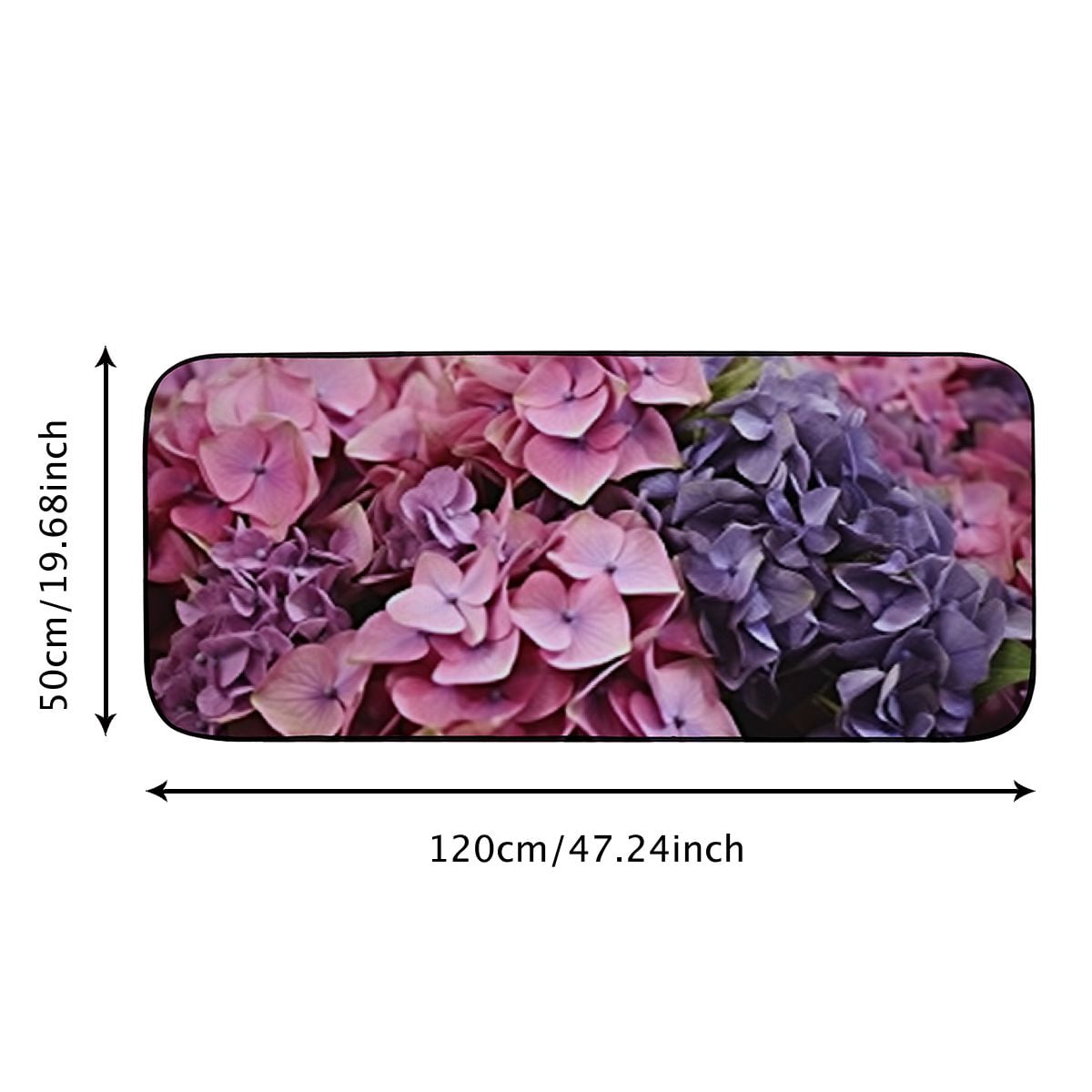 Qinduosi Decorative Door Mat, Door Mat with Non-Slip Rubber Backing, Easy Cleaning, Traps Dirt, for Entry, Patio, Garage - Purple Pink Hydrangea Flower Blossom Cluster 19.68*47.24 in