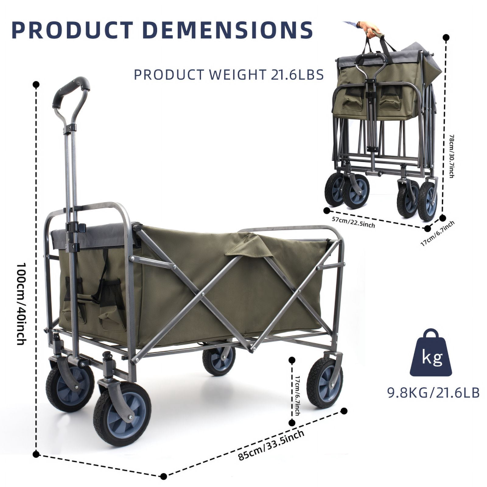 Acpouw Outdoor Garden Multipurpose Micro Collapsible Beach Trolley Cart Camping Folding Wagon