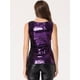 thumbnail image 3 of Disfraz de navidad Camiseta sin mangas con cuello redondo y lentejuelas brillantes para mujer Púrpura XS, 3 of 6