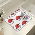 thumbnail image 4 of Yayeee Dish Drying Mat for Kitchen Counter 16" x 18" Microfiber Super Absorbent Coffee Decorative Pad, Red Santa Hats Pattern, 4 of 9