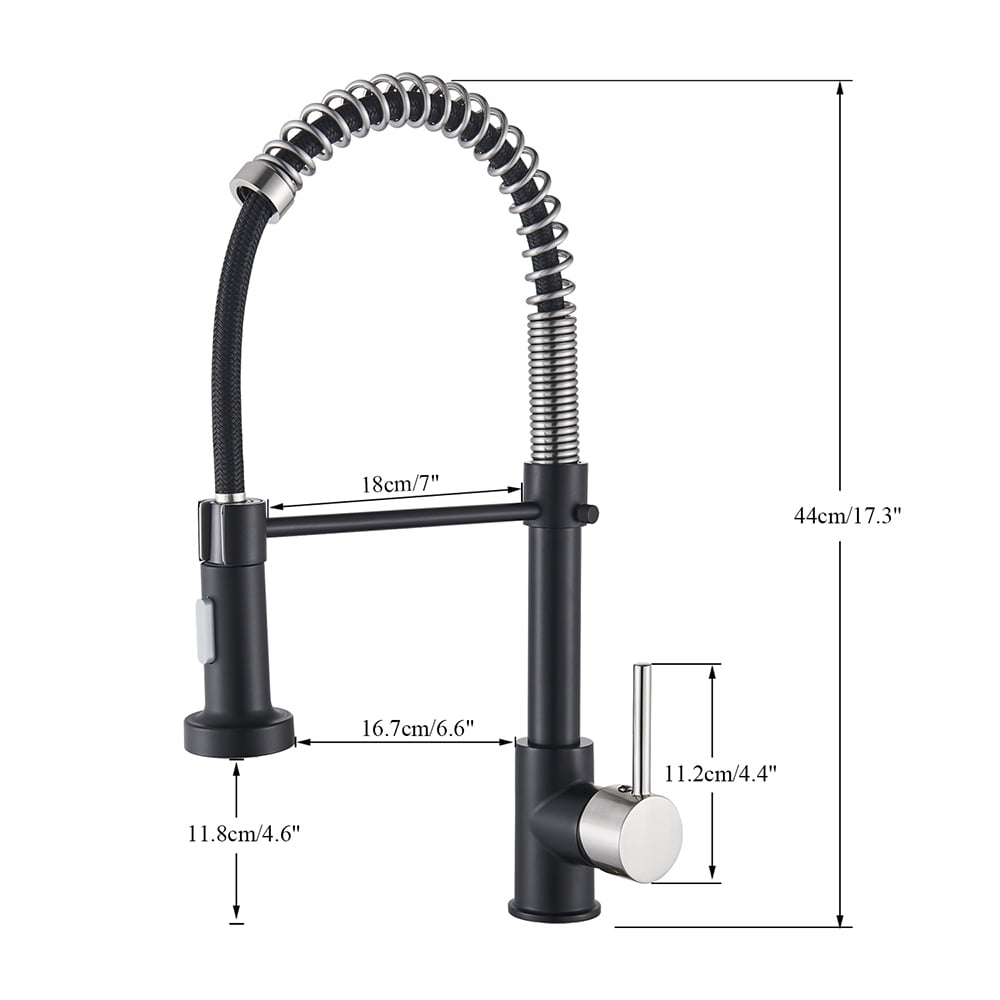 Senlesen Black Brushed Nickel Kitchen Sink Faucet Pull Down Sprayer Deck Mounted