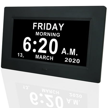 Digital Alarm Clock for Dementia Seniors ,Vision Impaired with Non-Abbreviated Display