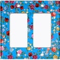thumbnail image 6 of Metal Light Switch Plate Outlet Cover Colorful Floral Garden Wallpaper Blue ROS041, 6 of 14