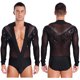 thumbnail image 3 of Leotardo de baile latino Tango para hombre, cuello en V profundo, malla transparente, borlas con lentejuelas, traje con diamantes de imitación, traje de competición para baile Salsa, 3 of 5