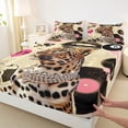 thumbnail image 4 of Castle Fairy Leopard Print King Sheets 4pcs, Sport Billiard Bedding, Black Pink Brown,1 Fitted Sheet, 1 Flat Sheet and 2 Pillowcases, 4 of 6