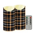 thumbnail image 2 of Coffee Colored Checkered Pattern Flameless Candles 2 PCS with Remote Realistic Moving Flame LED Tapered Pillar Set for Home Decor, 2 of 7