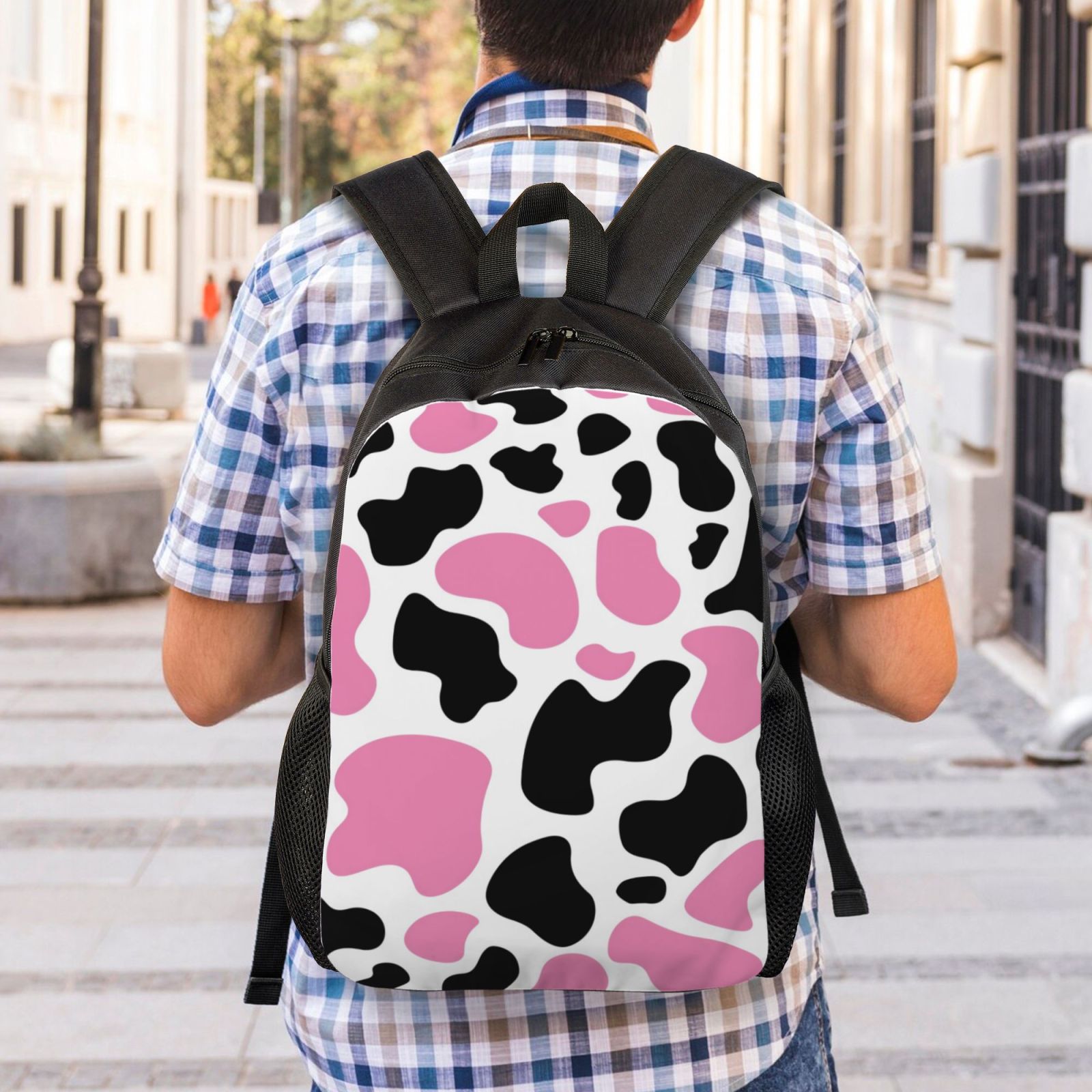 Xecao Cow Spots Print School Backpack with Laptop Compartment Small Travel Laptop Backpack for Women Men Waterproof College Backpack Simple School Bag