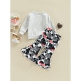 thumbnail image 4 of Bagilaanoe 2pcs Toddler Baby Girls Long Pants Set Letters Print Long Sleeve Sweatshirt Tops + Flare Trousers 12M 18M 24M 3T 4T 5T Kids Casual Outfits, 4 of 8