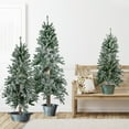 thumbnail image 1 of Northlight Flocked Alpine Artificial Christmas Trees - 5' - Unlit - Set of 3, 1 of 6
