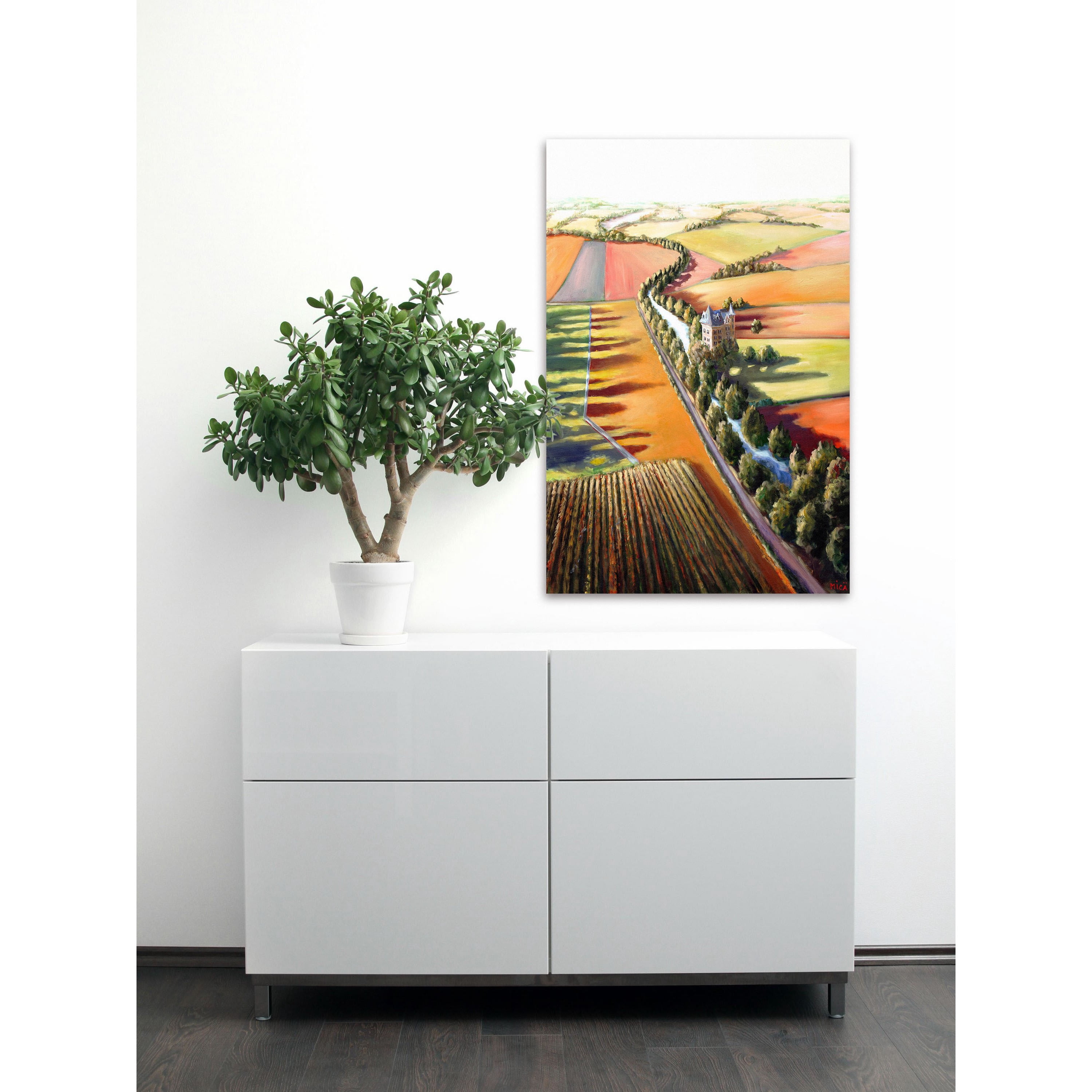 "Chateau by the River" Painting Print on Wrapped Canvas
