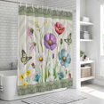 thumbnail image 6 of Spring Flowers Shower Curtain, Waterproof Shower Curtains for Bathroom, Retro Boho Botanical Florals Butterfly Washable Fabric Bathtub Curtain Set Bath Decor with 12 Hooks Long 72"x84", 6 of 8