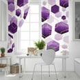 thumbnail image 5 of Fsddascl Purple Geometric Blackout Curtains for Bedroom/Living Room, Thermal Insulated Kitchen Curtains, Gold White Hexagon Modern Grommet Darkening Window Treatment Drapes 27.5"x39"x2, 5 of 8