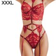 thumbnail image 1 of Conjunto de lencería de encaje sexy para mujer Liguero Sujetador Panty Bralette Ropa interior, Rojo, 3XL AweSitey XX000166-17, 1 of 7