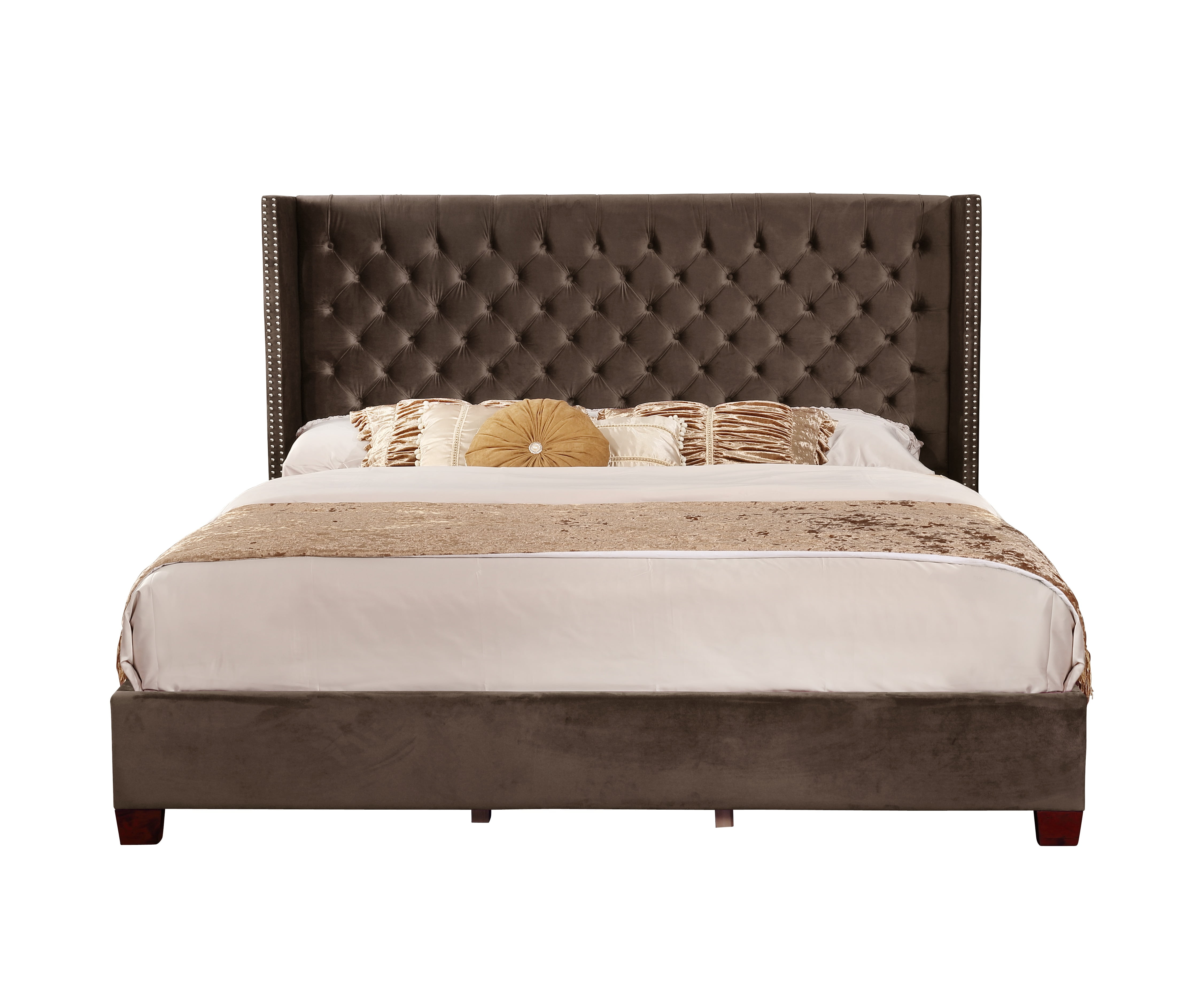 King Size On Tufted Wingback Bed, King Size Wingback Upholstered Bed