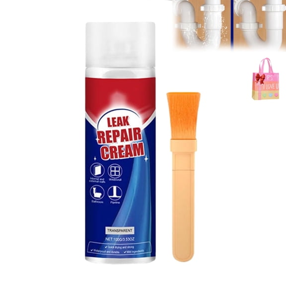 Leak Repair Waterproof Sealant Spray, Leak Repair Cream with Brush, for Gutter, Repairs Roof, Drainpipe