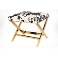 thumbnail image 2 of Chic Home Henry Velvet Faux Cow Fur Modern Contemporary Fur imitation cow hide X-leg Ottoman, Udder Madness Black, 2 of 2