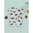 thumbnail image 4 of Bagilaanoe Newborn Baby Girl Boy Romper 3M 6M 12M 18M Short Sleeve Print Bodysuit One Piece Ribbed Jumpsuit Pajamas Summer Outfits, 4 of 9