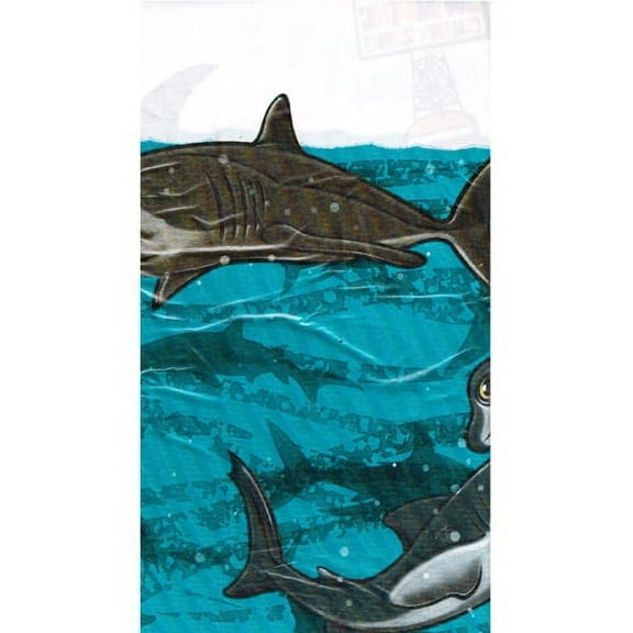 Various Summer Shark Plastic Tablecloth (1ct), Multi-color