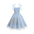 thumbnail image 5 of Girls Mesh Princess Dresses Trendy Embroidery Flower Lace Bow Spaghetti Gown for Pageant Wedding Birthday Party Graduation Dance Prom Blue 10-11 Years, 5 of 6
