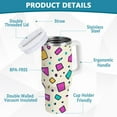 thumbnail image 2 of Yayeee 40oz Stainless Steel Tumbler with Straw and Handle Double-Wall Insulated Travel Water Bottle, Beige Retro Pattern, 2 of 8