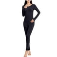 thumbnail image 2 of ylioge Thermal Pajama Sets for Women 2 Piece No Show Loungewear Outfits Womens Casual Solid Color Stretchy Slim Long Sleeve Tops and Pants Pajamas Set, 2 of 5