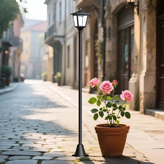 Kanstar 67" Outdoor Solar Lamp Post Light with Vintage Design, Waterproof LED Lantern for Garden, Yard, Lawn, Patio Pathway Lighting