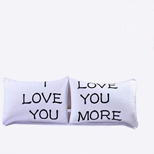 I Love You and Love You More Valentines Day Pillowcase Cover Gift Set Wedding 