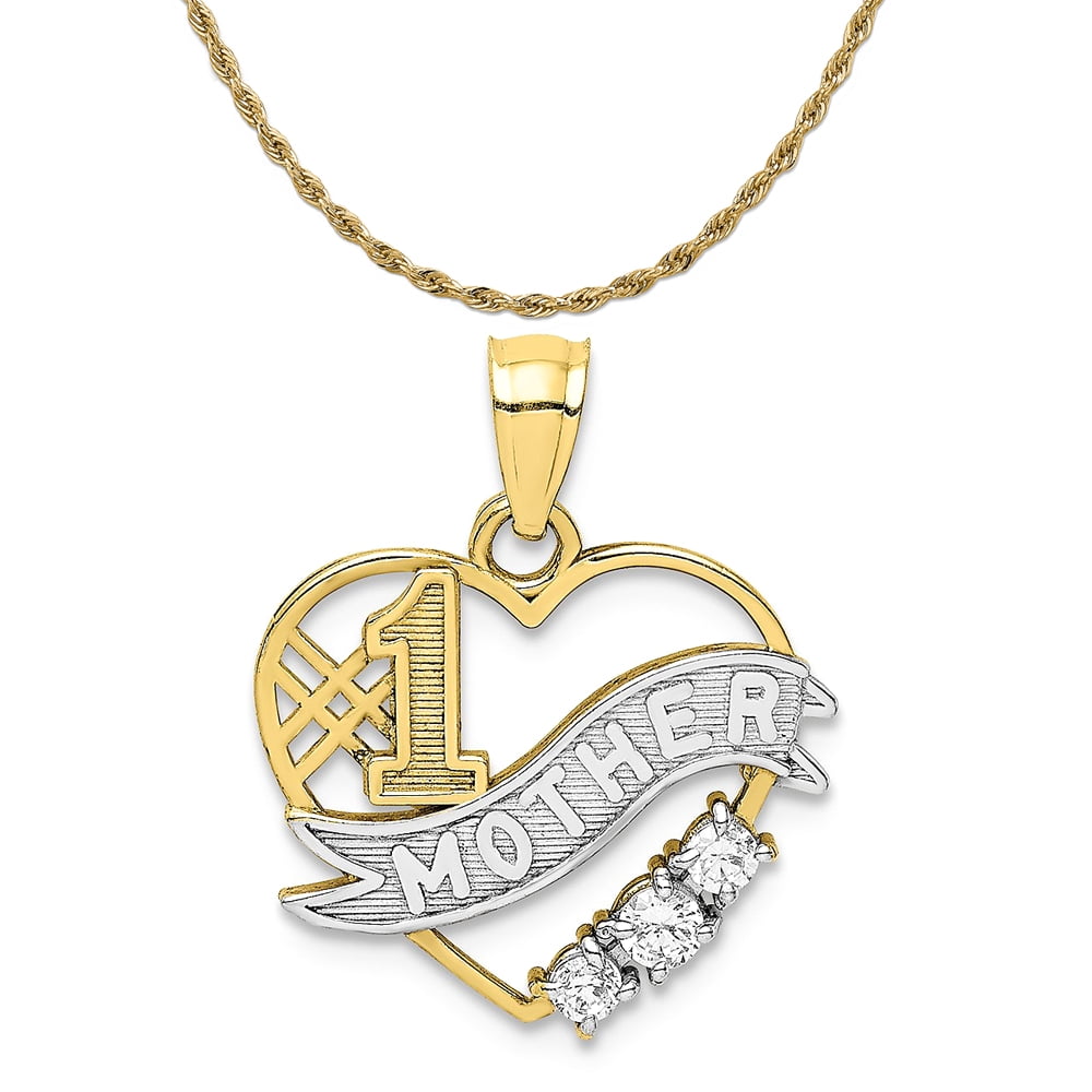 10K Gold Authentic Heart Charm Pendant with CZ for Men Women Children Kids 