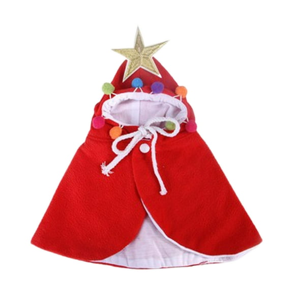 UDIYO Pet Cloak Round Neck Drawstring High Elasticity Soft Star Decor Cosplay Improve Ambience Christmas Puppy Cats Cloak Pet Apparel for Festival