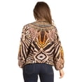 thumbnail image 2 of Sakkas Sante Women's Boho Loose V neck Long Sleeve Elastic Tunic Top Blouse Floral - 583-Black - L/XL, 2 of 5