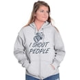 thumbnail image 4 of I Shoot People Camera Photography Pun Zip Up Hoodie Men's Women's Brisco Brands M, 4 of 6