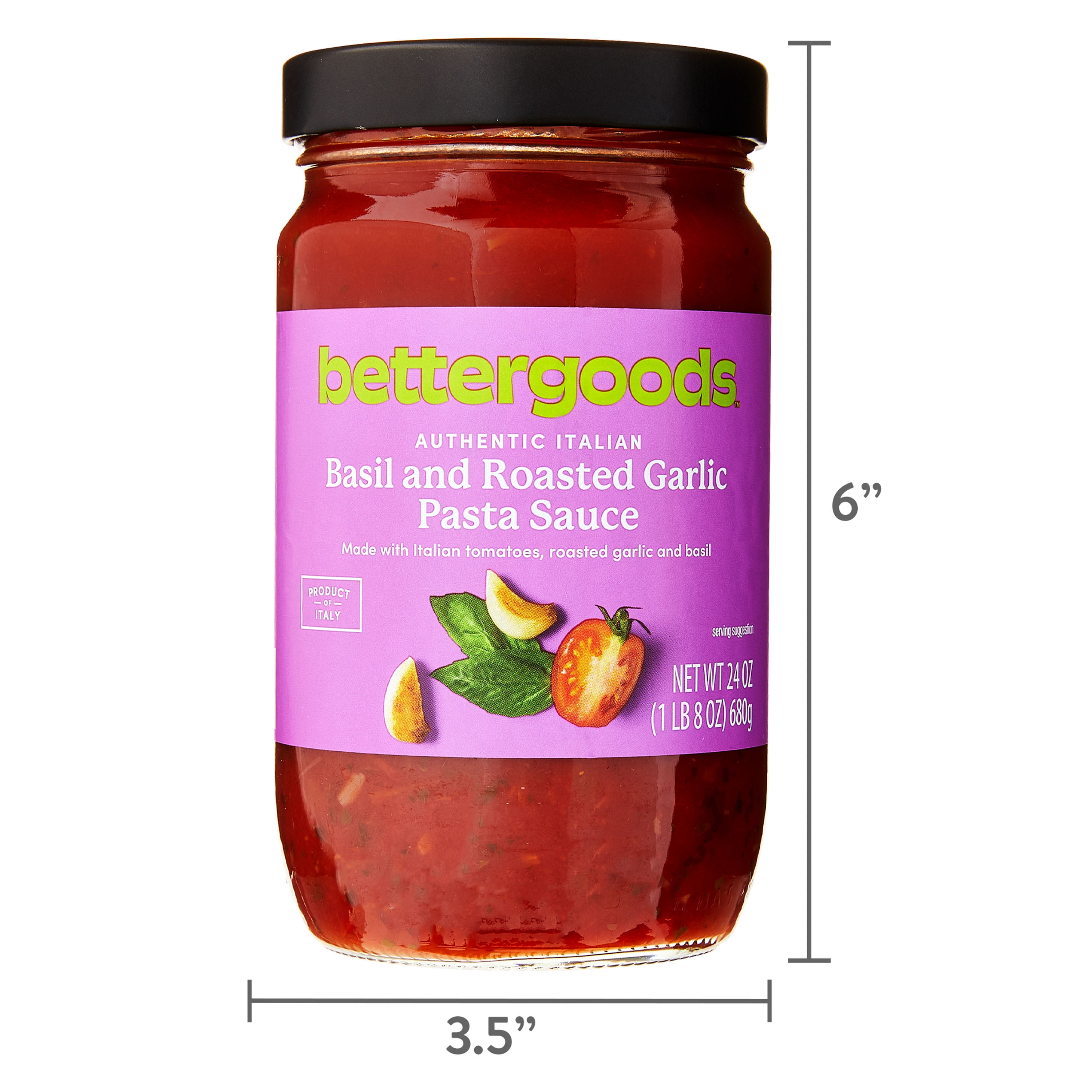 bettergoods Authentic Italian Basil and Roasted Garlic Pasta Sauce, 24 oz