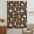 thumbnail image 3 of Coffee Sheer Curtains 63 Inches Long, Brown Retro Coffee Theme Beans Latte Tea Cup Light Filering Curtains, Breathable Simi Curtain Privacy Drapes for Living Room Bedroom Lightweight Window Treatment, 3 of 9