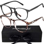 FEIYOLD Blue Light Blocking Glasses Women/Men,Retro Round Anti Eyestrain Computer Gaming Glasses(2Pack)