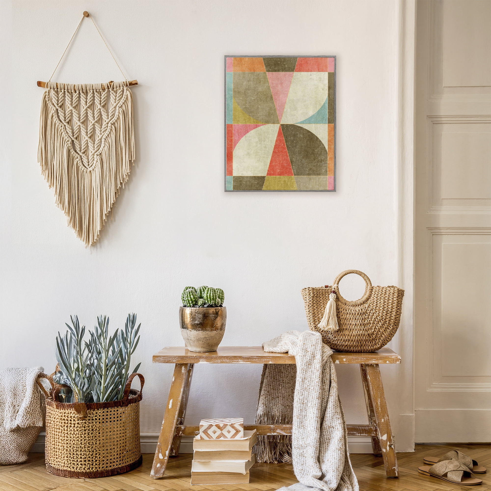 Stupell Industries Pinwheel Symmetric Shapes Gray Framed Giclee Art, design by Suzanne Nicoll