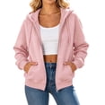 thumbnail image 2 of Ghalytn Women's Oversized Full Zip Drawstring Hooded Fleece Jacket, Rib Cuff Relaxed Waist Hem Pullover with Pocket, 2 of 8