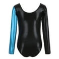thumbnail image 3 of iiniim Girls Long Sleeve Shiny Waves Metallic Athletic Dance Gymnastics Leotard Unitard Activewear 2-14 Light Blue 11-12, 3 of 7